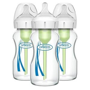 Dr. Brown's Natural Flow Anti-Colic Options+ Wide-Neck Glass Baby Bottles 9 oz